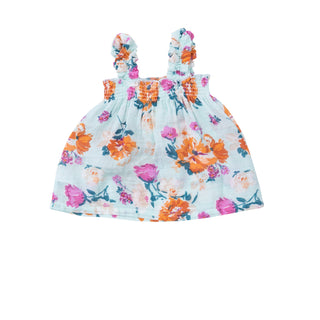 Ruffly Strap Top + Bloomer Set - Soft Petals Floral