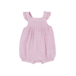 Smocked Front Overall Shortie - Ballet Solid Muslin