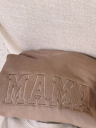 Neutral Embroidered MAMA Sweatshirt | Tan