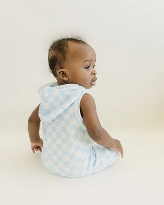 Blue Checkered Hooded Romper: Cozy and Stylish for Everyday Adventures - Bella Rose Chic Boutique