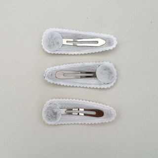 Fabric Hair Clip Snap Barrettes (2) - Neutral Gingham - Bella Rose Chic Boutique