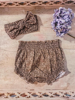 Organic Cotton Bloomers and Headband set, Leopard - Bella Rose Chic Boutique